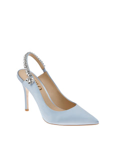 BONNIE AZURE - BLUE CRYSTAL EMBELLISHED SLING BACK BRIDAL PUMP