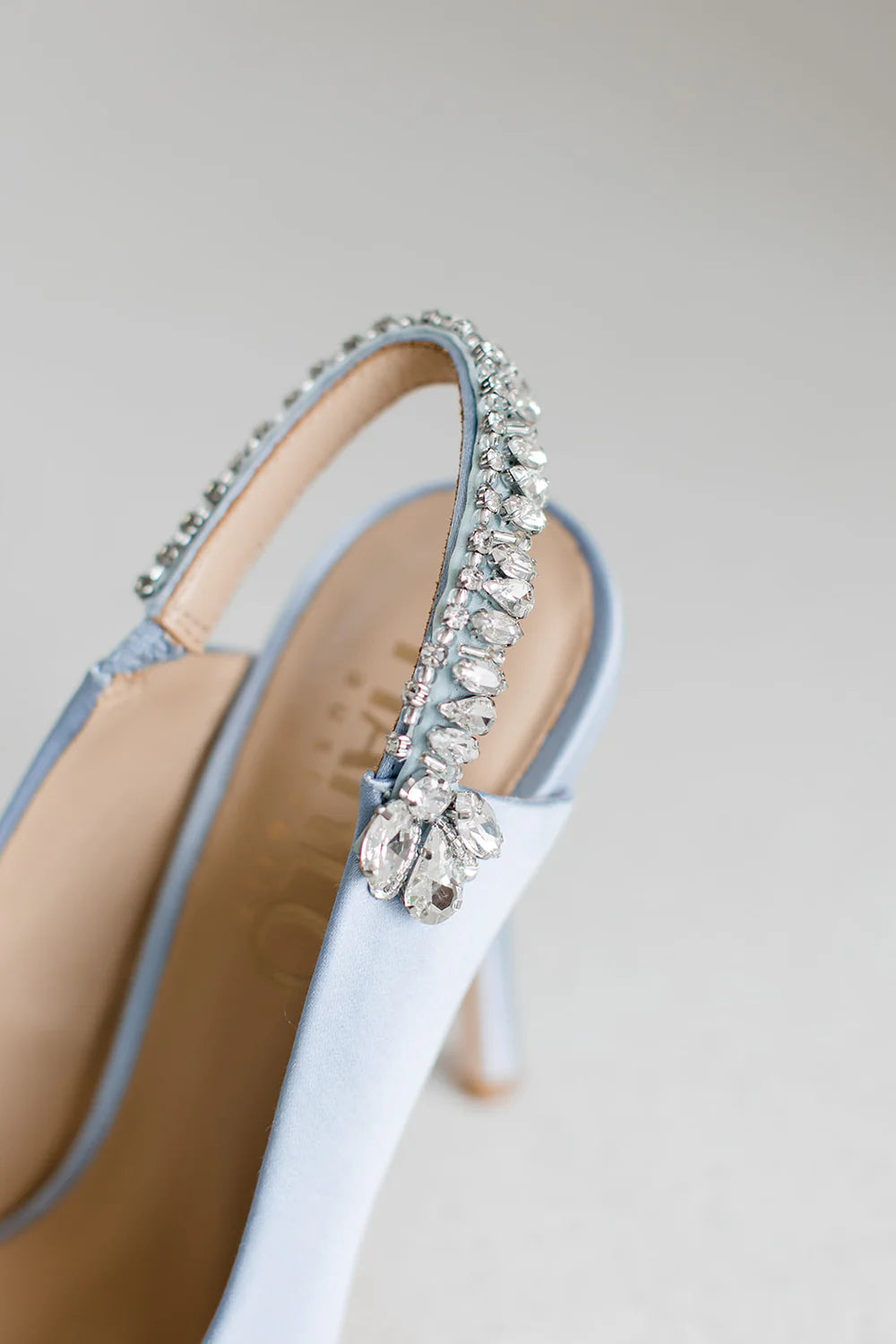 BONNIE AZURE - BLUE CRYSTAL EMBELLISHED SLING BACK BRIDAL PUMP