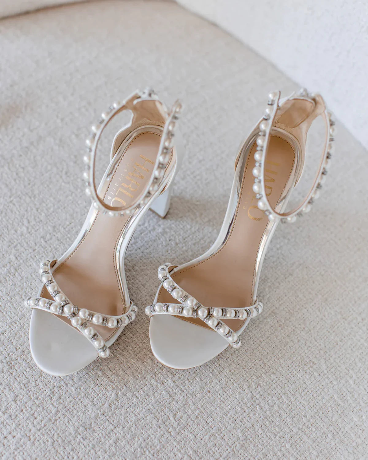 Pearl Block Heel Wedding Shoes For Women Pearl Block Heel Wedding