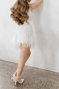 FRANCES - PEARL HEEL STILETTO WITH POINTED TOE - SOFT WHITE