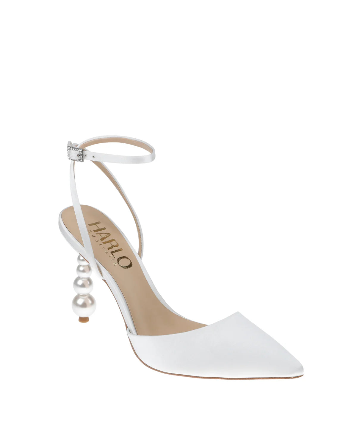 FRANCES - PEARL HEEL STILETTO WITH POINTED TOE - SOFT WHITE