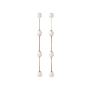 Amélie George IMOGEN - LONG PEARL CHAIN WEDDING EARRINGS - SILVER